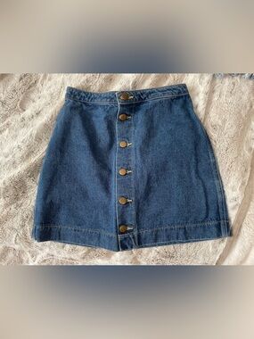 American Apparel Denim Button-Front Mini Skirt